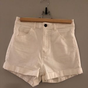 H&M High Waist White Denim Shorts